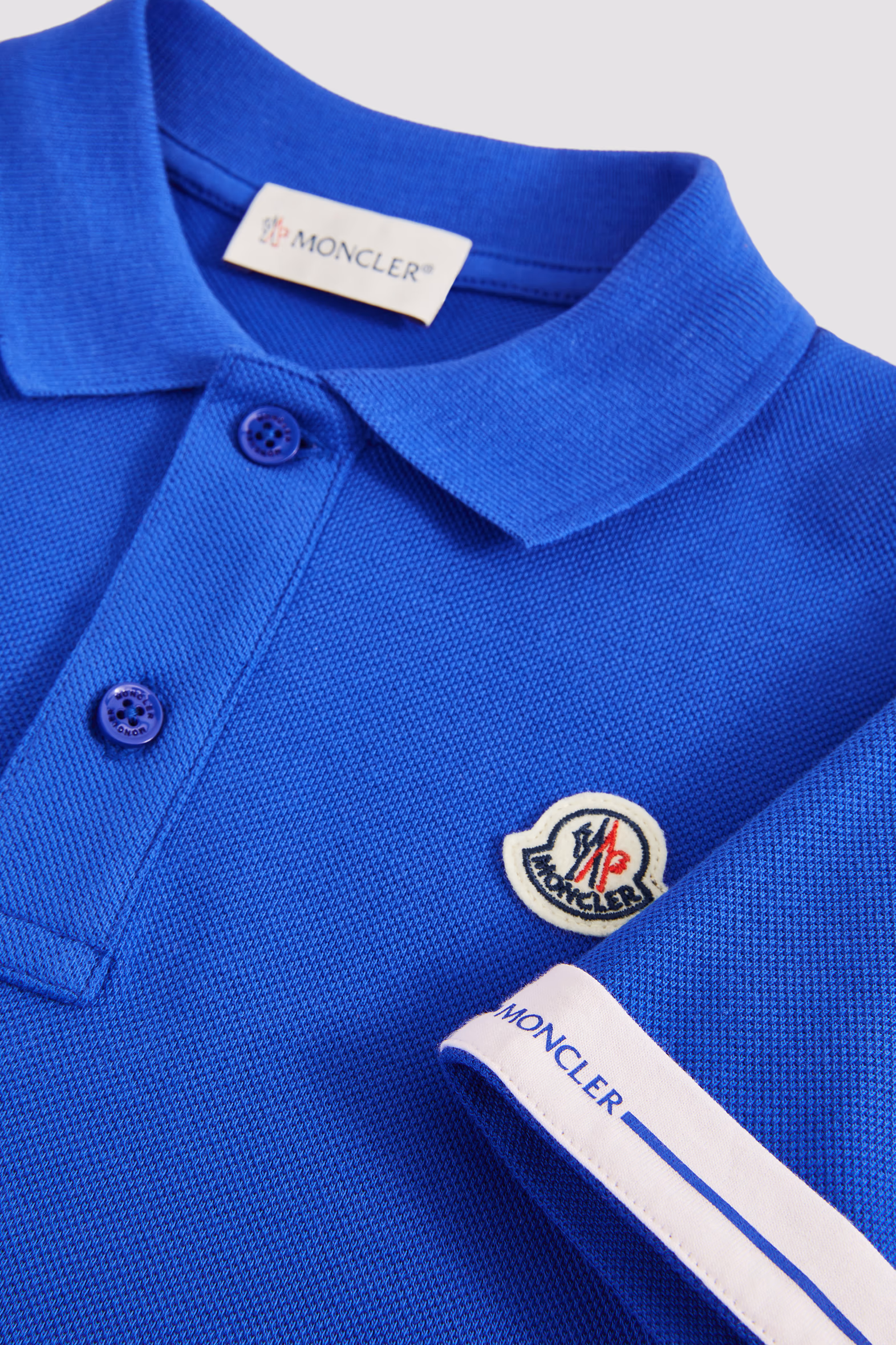Logo Patch Cotton Piquet Polo Shirt Boy Electric Blue Moncler 5
